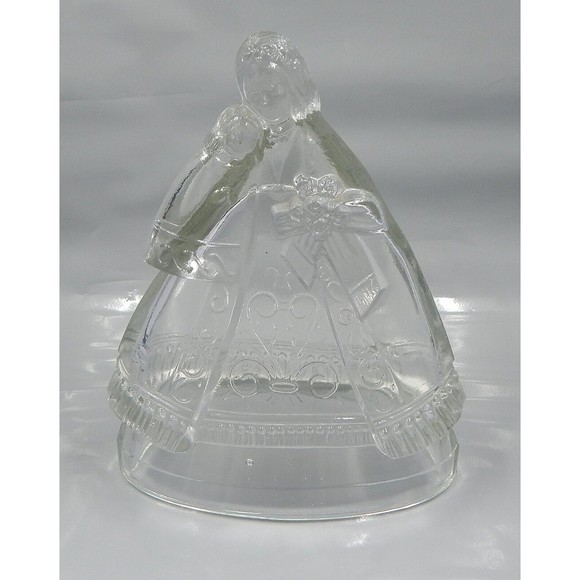 Mother and Child Clear Glass Figurine Candy Container - Picture 1 of 11